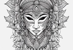 Hindu Sanskrit tribal design on right lower leg, below knee to top of feet tattoo idea