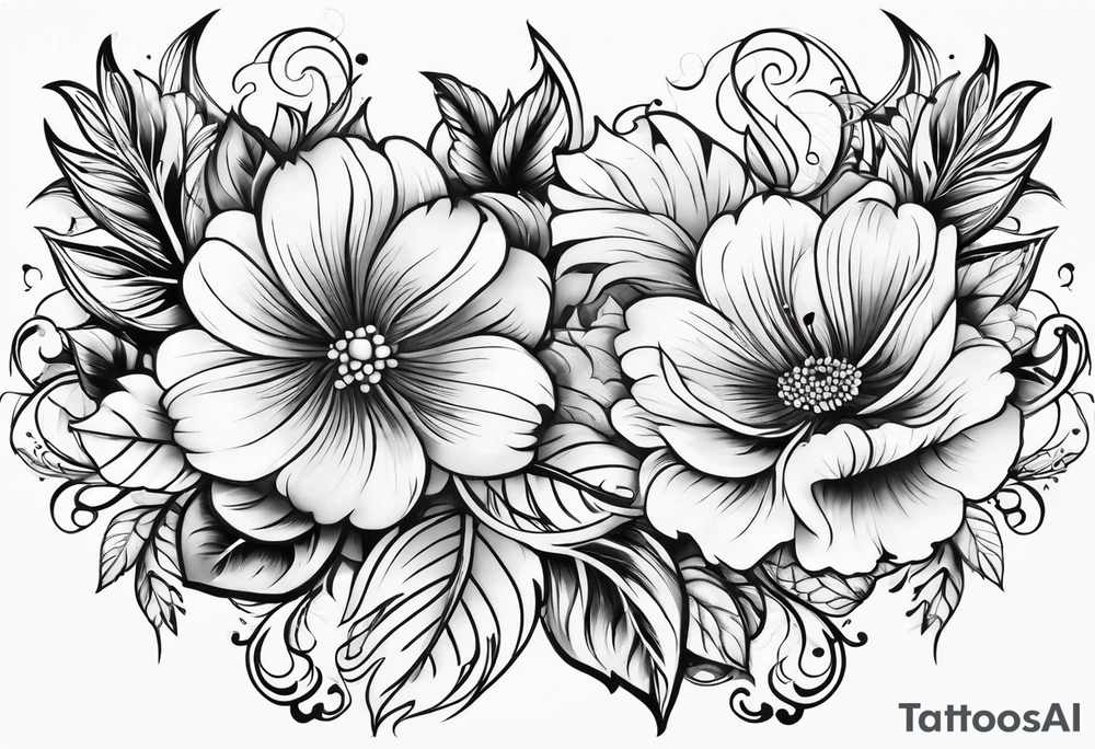 Curved floral leaves; s-shape tattoo idea
