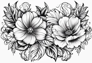 Curved floral leaves; s-shape tattoo idea