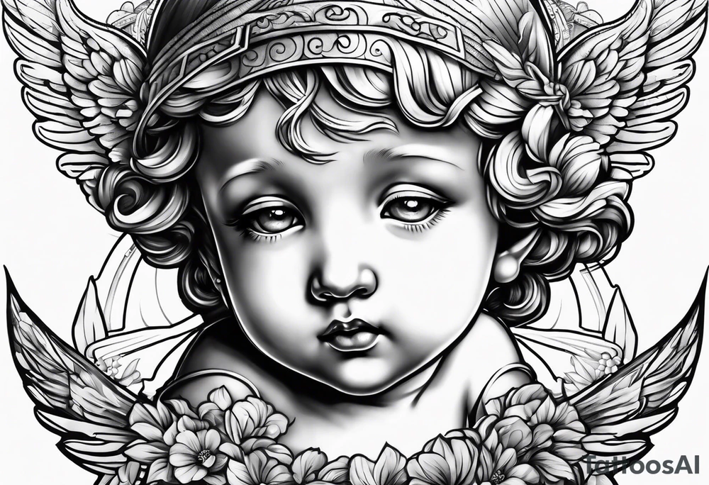 Cherub looking down tattoo idea