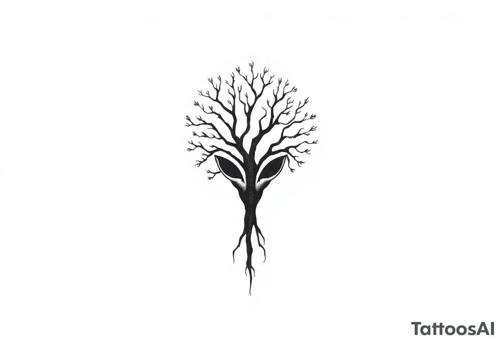 tree of life shaped as Alien head\face tattoo idea