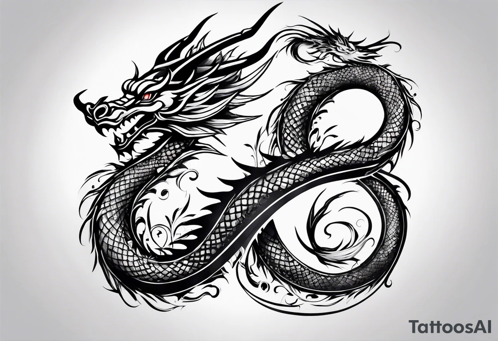 Dragon Seven number shape tattoo idea