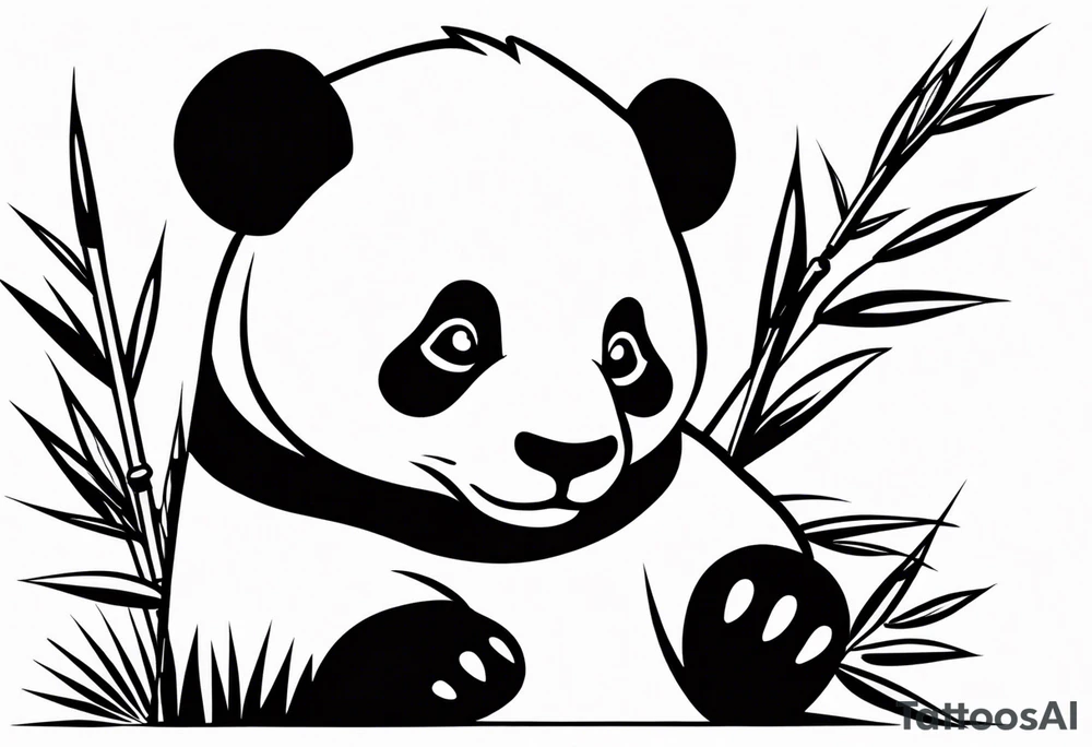 Panda playing with bamboo tattoo idea