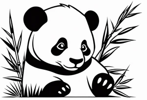 Panda playing with bamboo tattoo idea