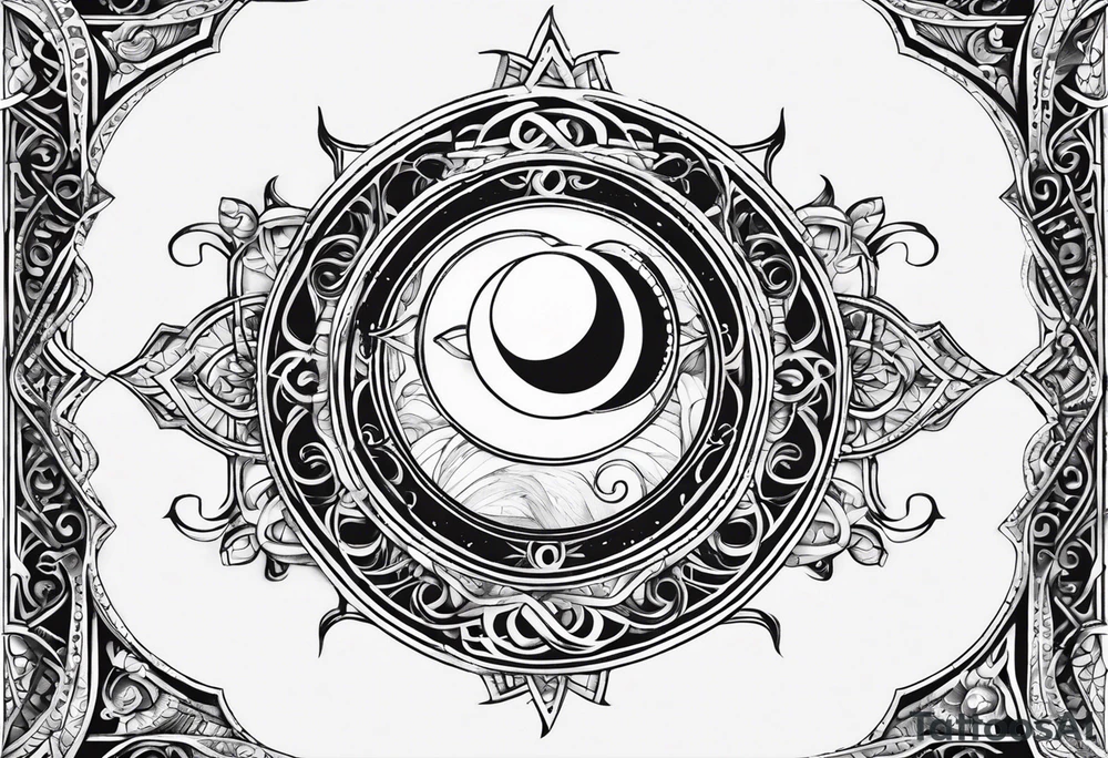 infinity symbol with the sun by one side and the moon by the other, no borders, nothing around, just those shapes tattoo idea