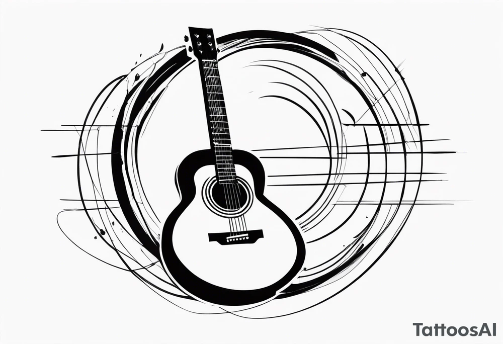 Eléctric guitar sound with lines abstrac croos with number 7 tattoo idea