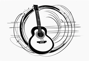 Eléctric guitar sound with lines abstrac croos with number 7 tattoo idea