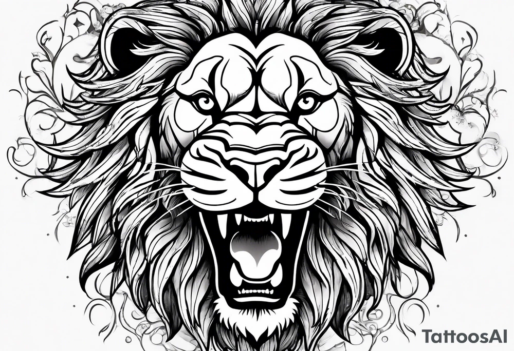 Lion with a heart in its mouth tattoo idea