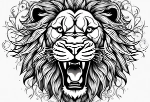 Lion with a heart in its mouth tattoo idea