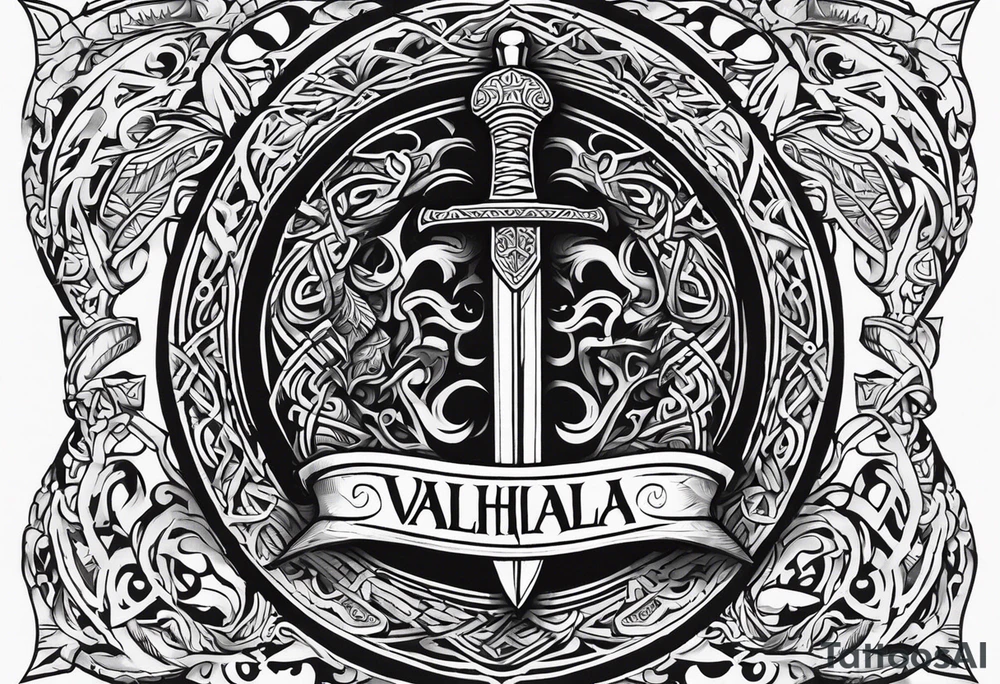 Valhalla viking 
Sword shield tattoo idea