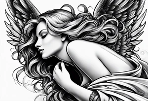 Angel laying down tattoo idea