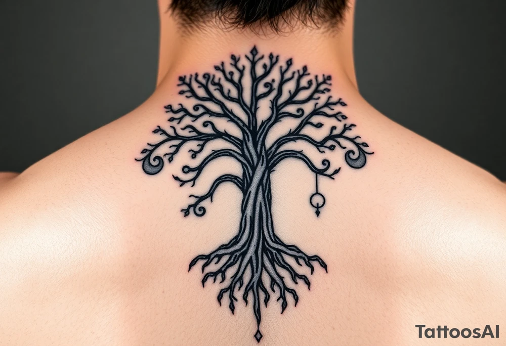 Kabbalah tree of life sephirot ten roots branches - a lively organic style combined with the official scheme of sephirot tattoo idea