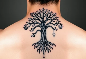 Kabbalah tree of life sephirot ten roots branches - a lively organic style combined with the official scheme of sephirot tattoo idea