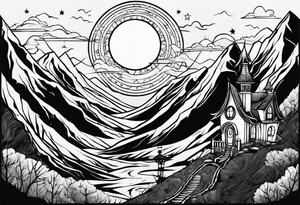 jack skellington on the top of montain tattoo idea