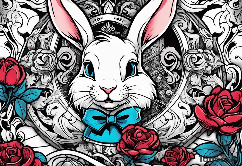 Alice in wonderland White rabbit scary tattoo idea