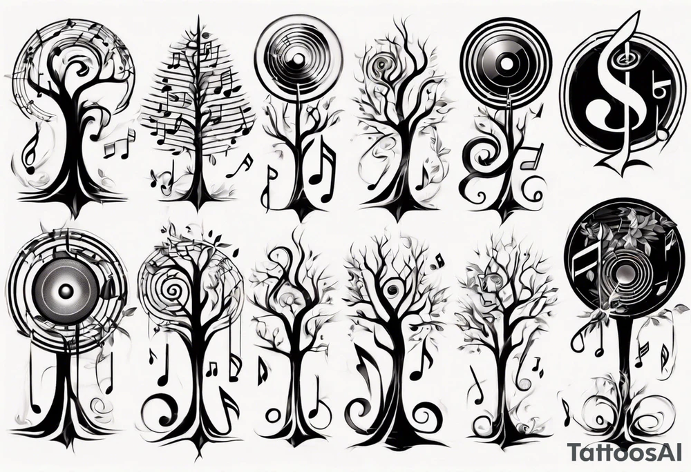 music speaker note tree staff tattoo idea