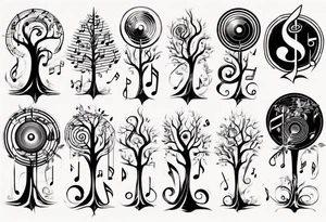 music speaker note tree staff tattoo idea