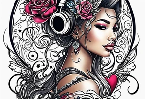 Kevonne with hearts and music notes tattoo idea