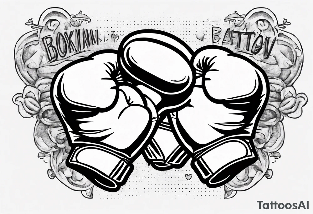 pair of boxing gloves in cartoon style with Brooklyn wording tattoo idea
