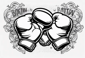pair of boxing gloves in cartoon style with Brooklyn wording tattoo idea