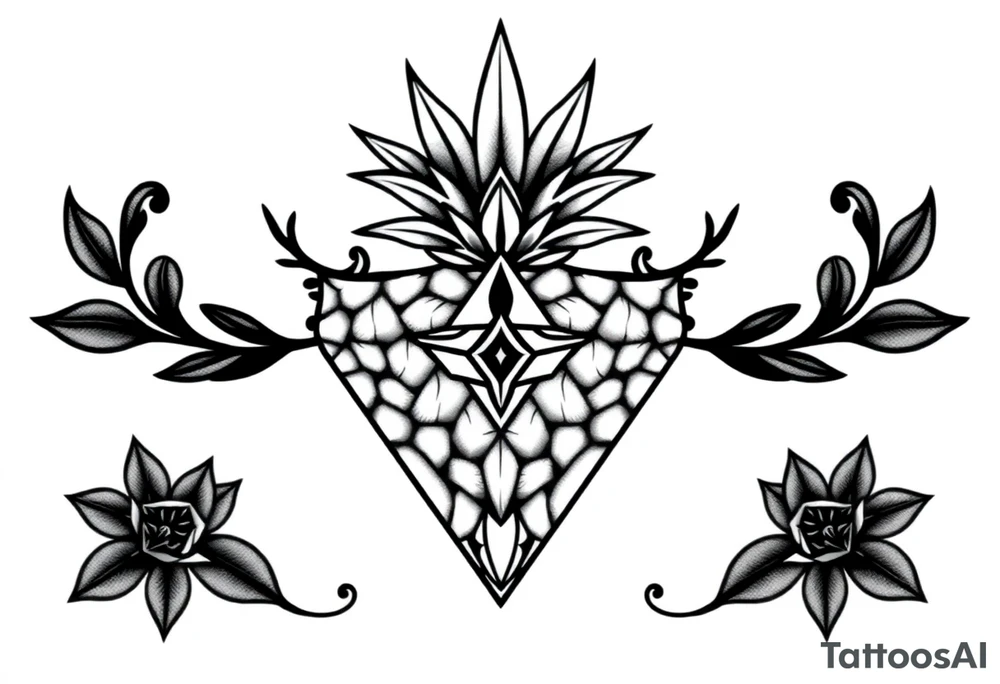 Wide Pubic crown pineapple 
 diamond vagina and anus tattoo idea