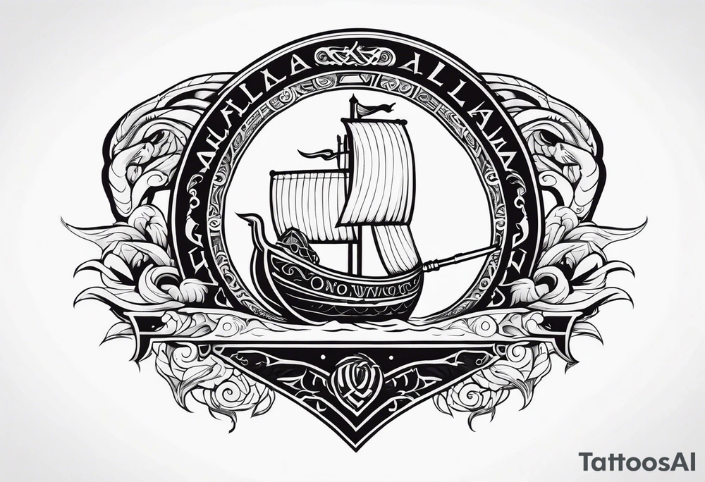 Valhalla sword shield viking ship dragon head tattoo idea Valhalla sword shield viking ship dragon head tattoo idea