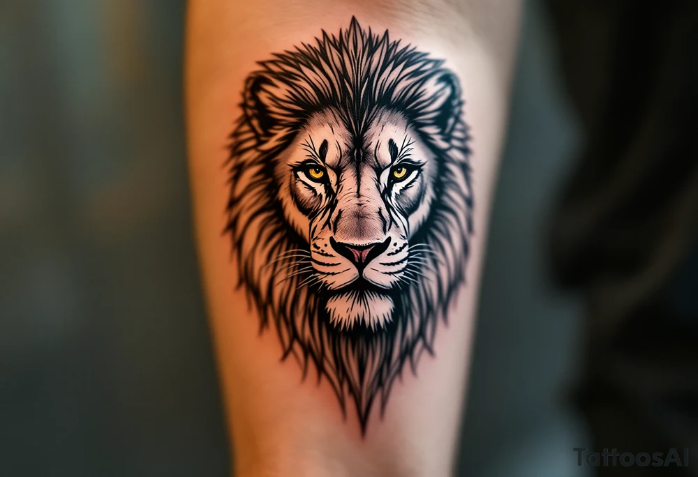 egyptian themed lion (red and black) tattoo idea