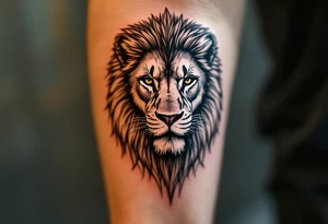 egyptian themed lion (red and black) tattoo idea