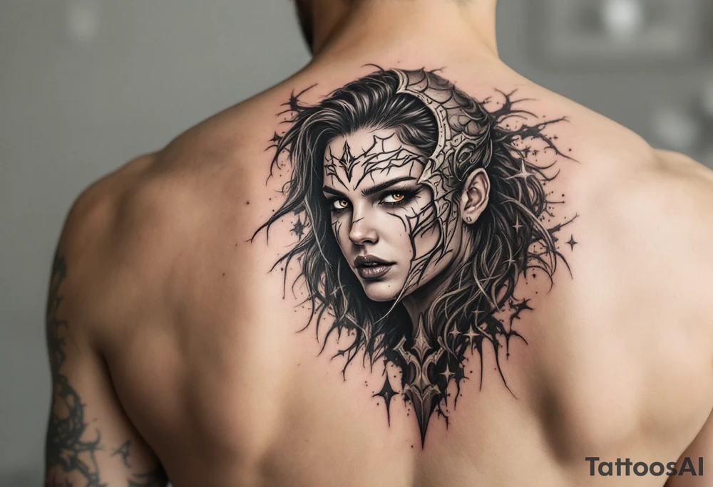 Shield maiden face ready to fight, war paint tattoo idea