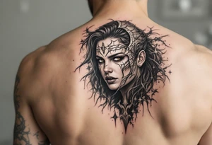 Shield maiden face ready to fight, war paint tattoo idea