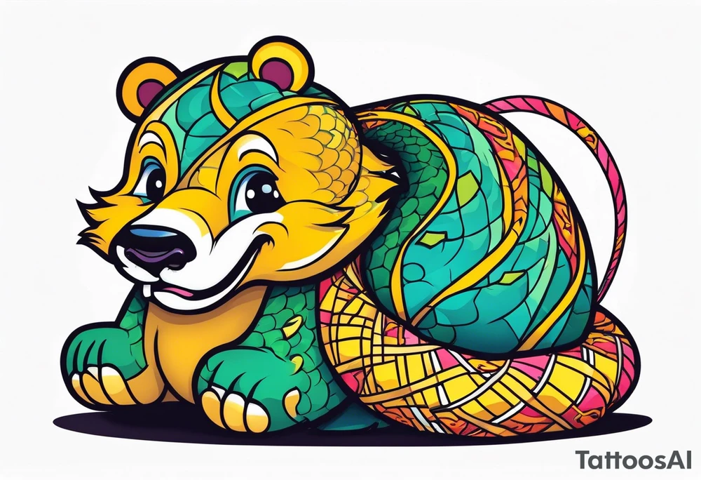 Snake wrapped around bear tattoo idea