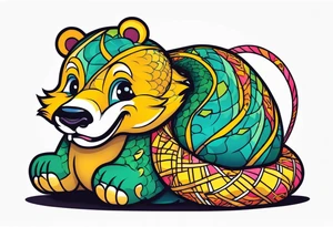 Snake wrapped around bear tattoo idea