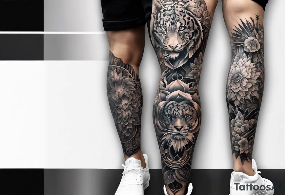 full leg sleeve tattoo idea