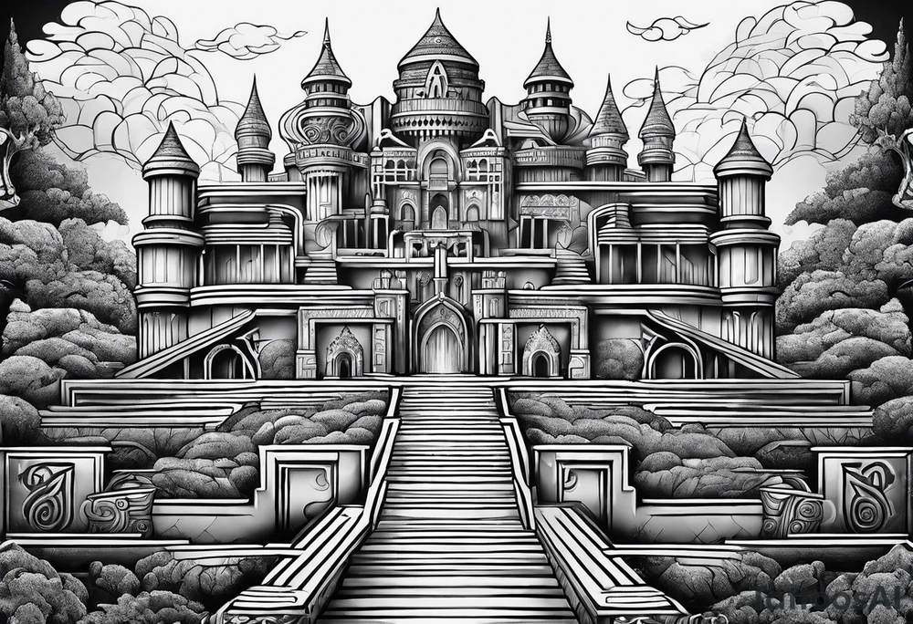 labyrinth Maze castle tattoo idea