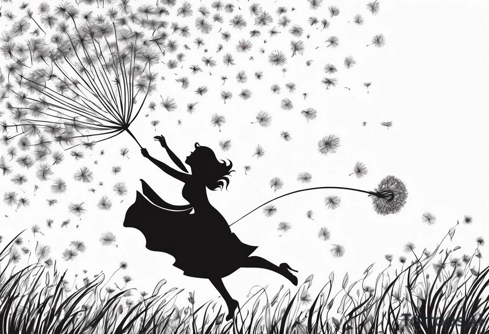 Blowing dandelion flying away tattoo idea