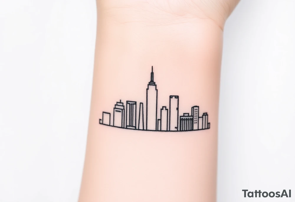 abstract, line drawing of the downtown phoenix az skyline tattoo idea