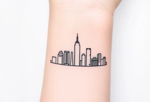 abstract, line drawing of the downtown phoenix az skyline tattoo idea