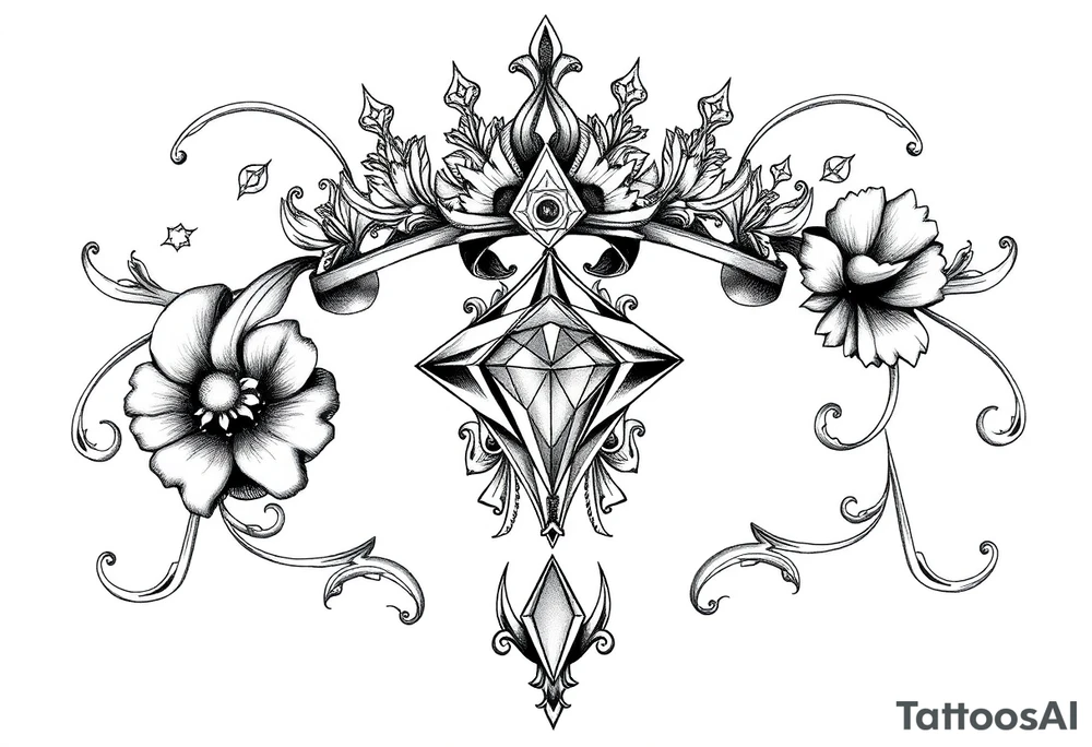 Pubic crown diamond vagina and anus tattoo idea