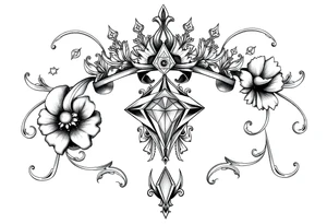 Pubic crown diamond vagina and anus tattoo idea