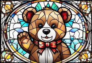 Teddy bear stain glass tattoo idea