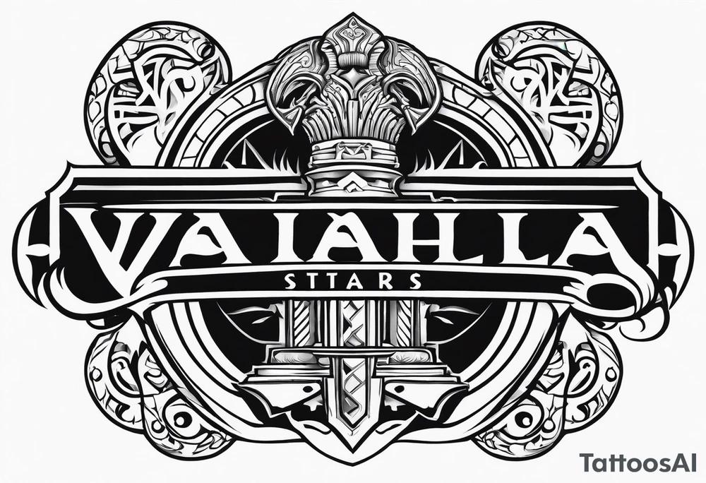 Valhalla Stairs sword shield tattoo idea