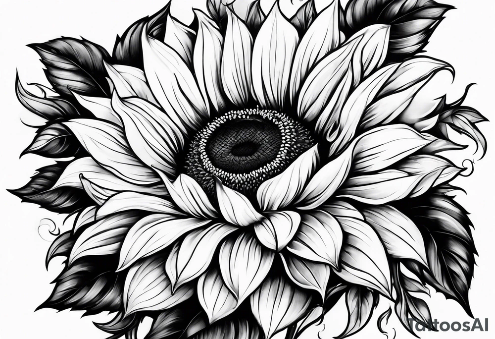 Flower fire an a sunflower tattoo idea