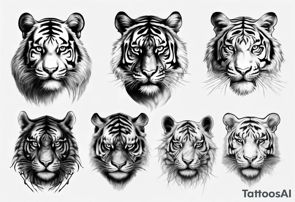 half tiger half human face realistic tattoo idea
