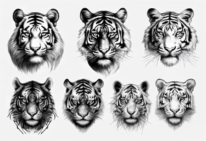 half tiger half human face realistic tattoo idea
