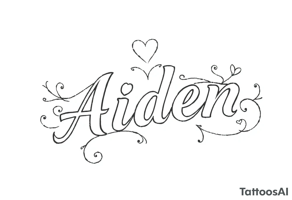 The name Aiden with love theme tattoo idea