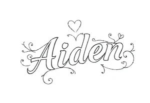 The name Aiden with love theme tattoo idea