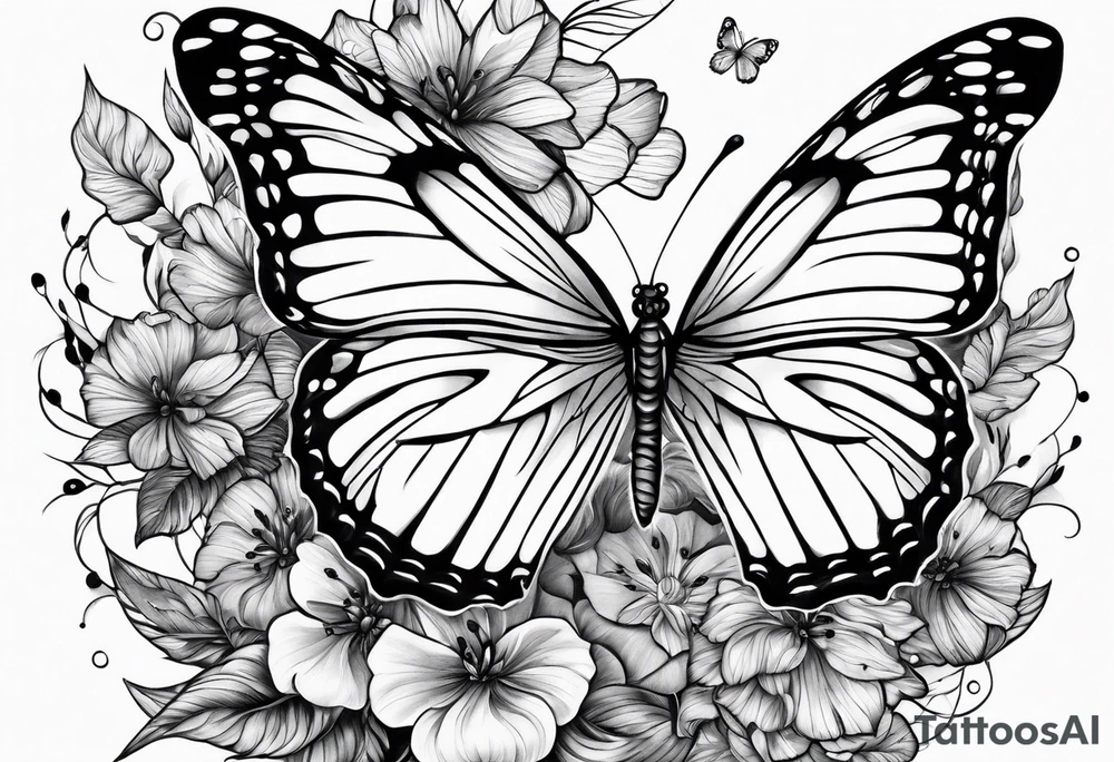 Butterflies and oceans tattoo idea