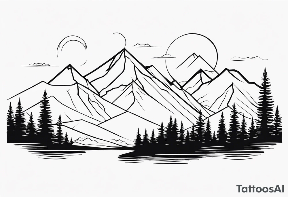 Minimalist mountain range tattoo idea