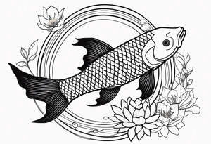 Koi fish with Taurus birth flower in the middle tattoo idea
