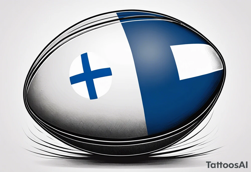 Rugby ball with Finland flag tattoo idea